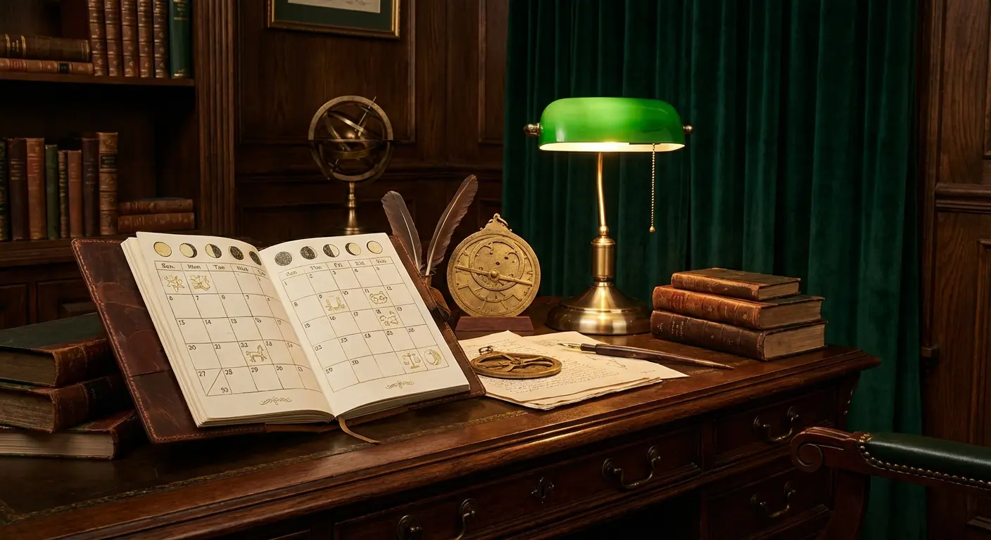 Calendar with moon phases showing best days to start a new job in 2026