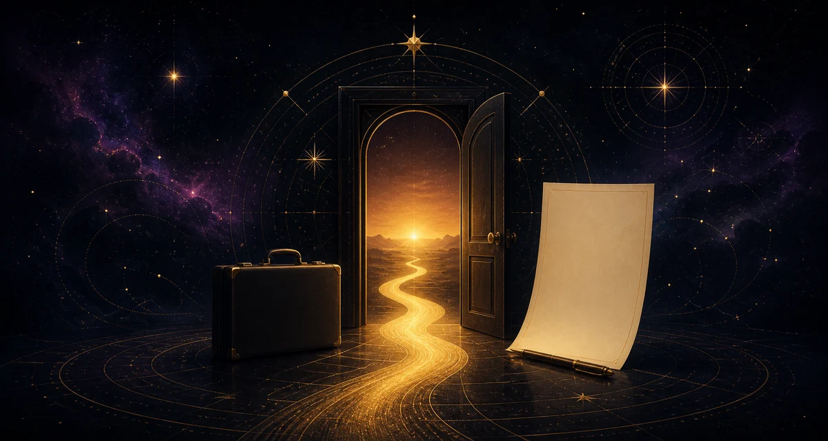 Celestial timing illustration for job resignation