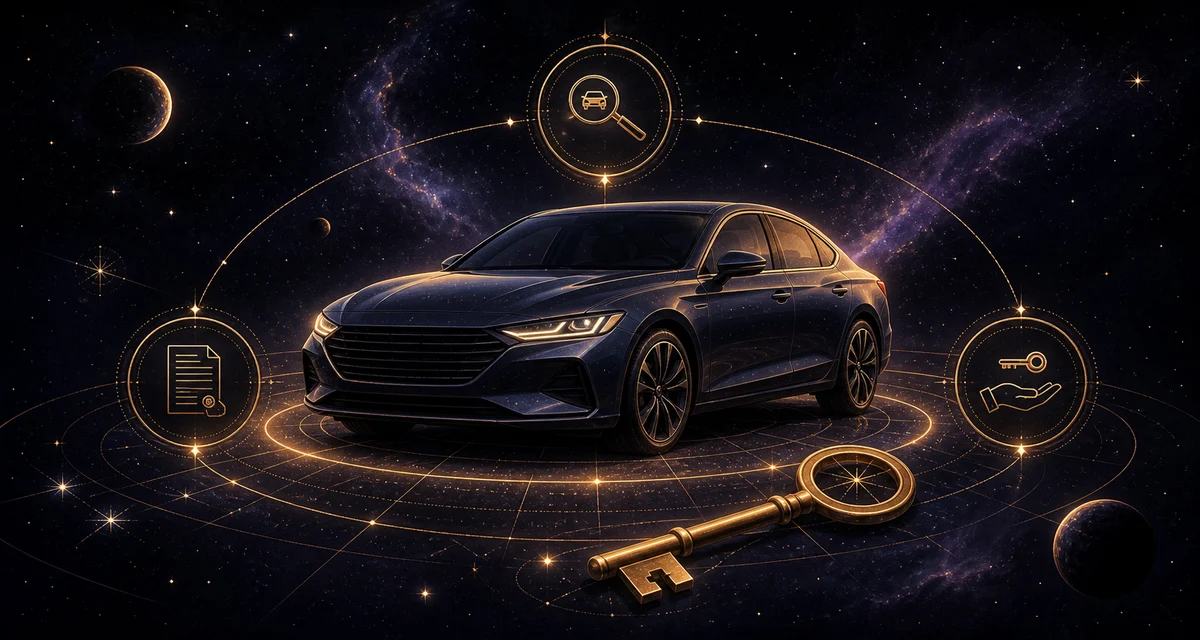 Celestial timing illustration for vehicle purchase
