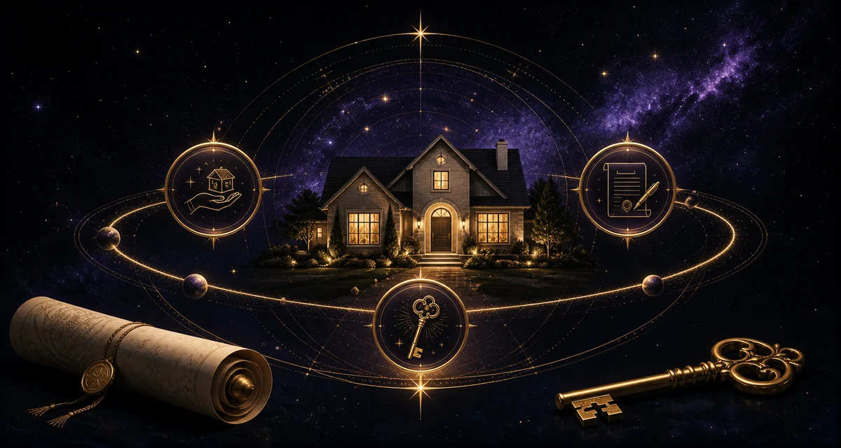 Celestial timing illustration for property purchase