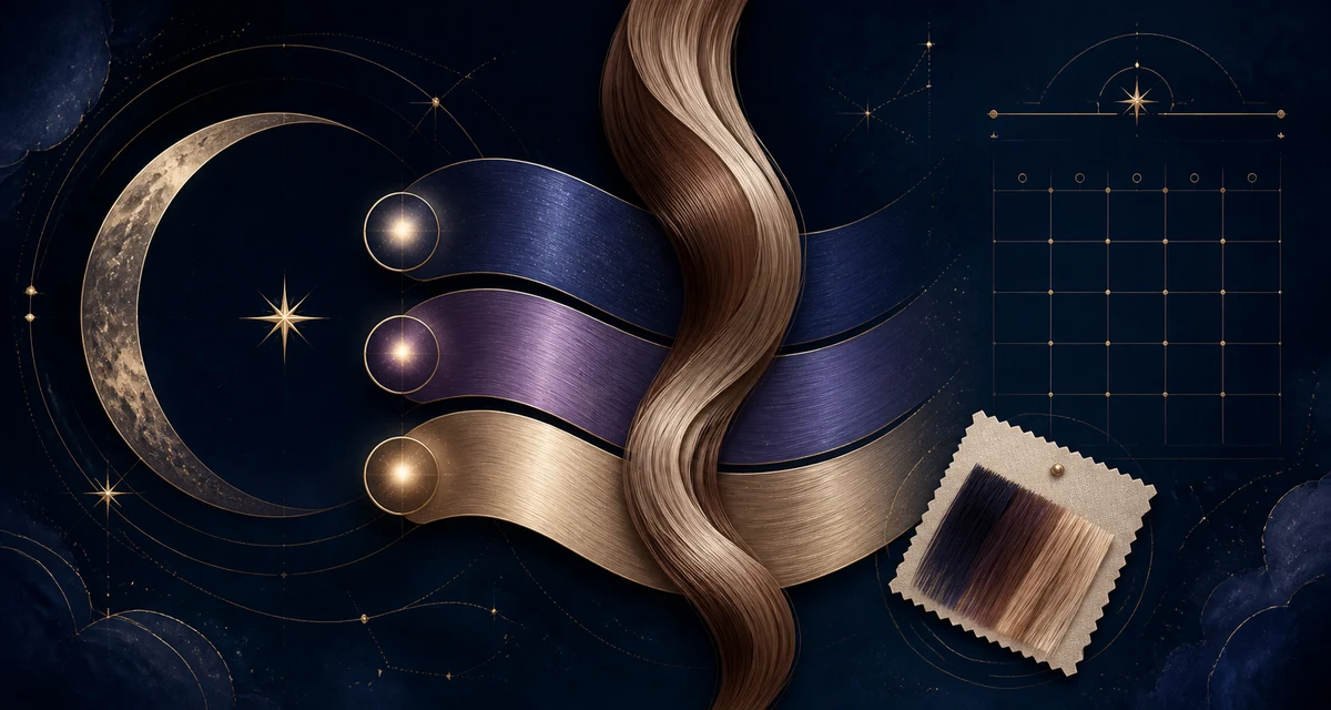 Celestial timing illustration for hair coloring