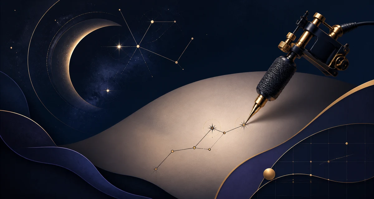 Celestial timing illustration for a tattoo appointment