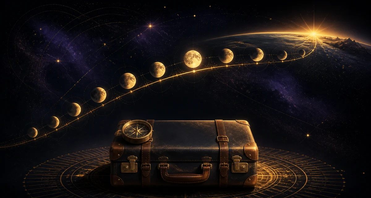 Celestial timing illustration for vacation departure