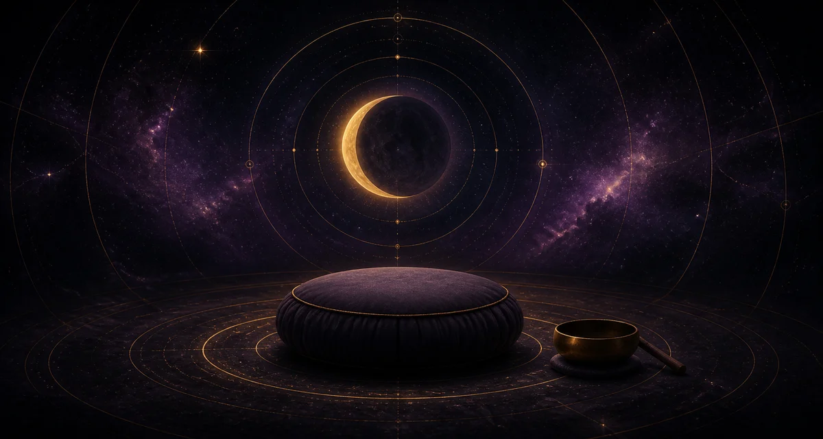 Celestial timing illustration for beginning a spiritual retreat