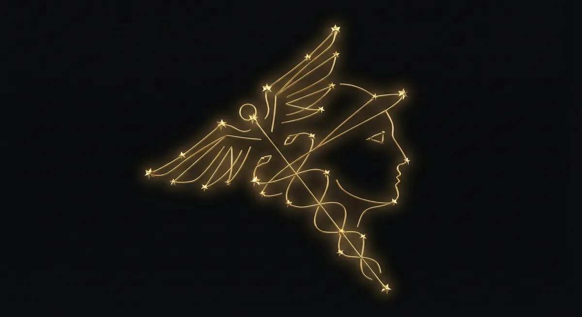 Mercury planet symbol with celestial communication imagery