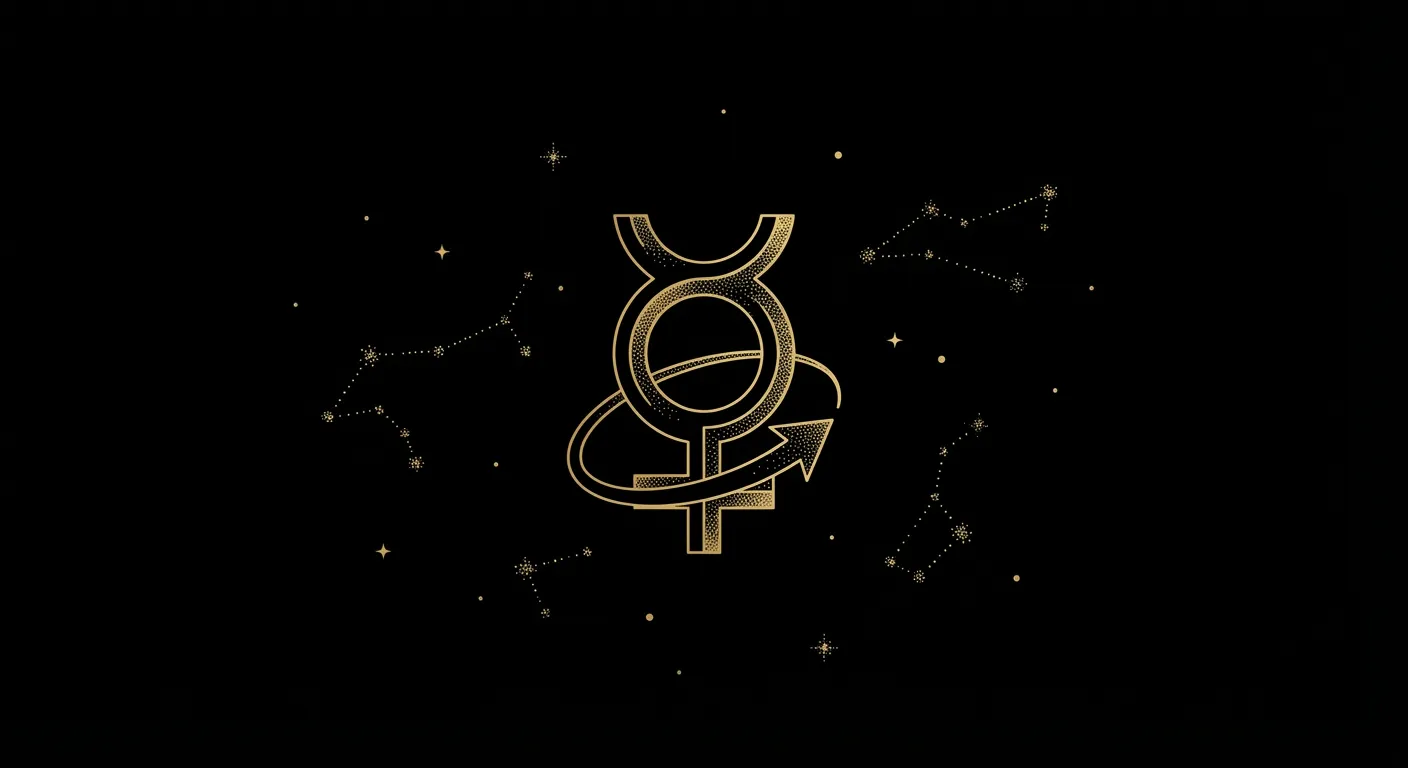 Mercury retrograde symbol with constellation dots