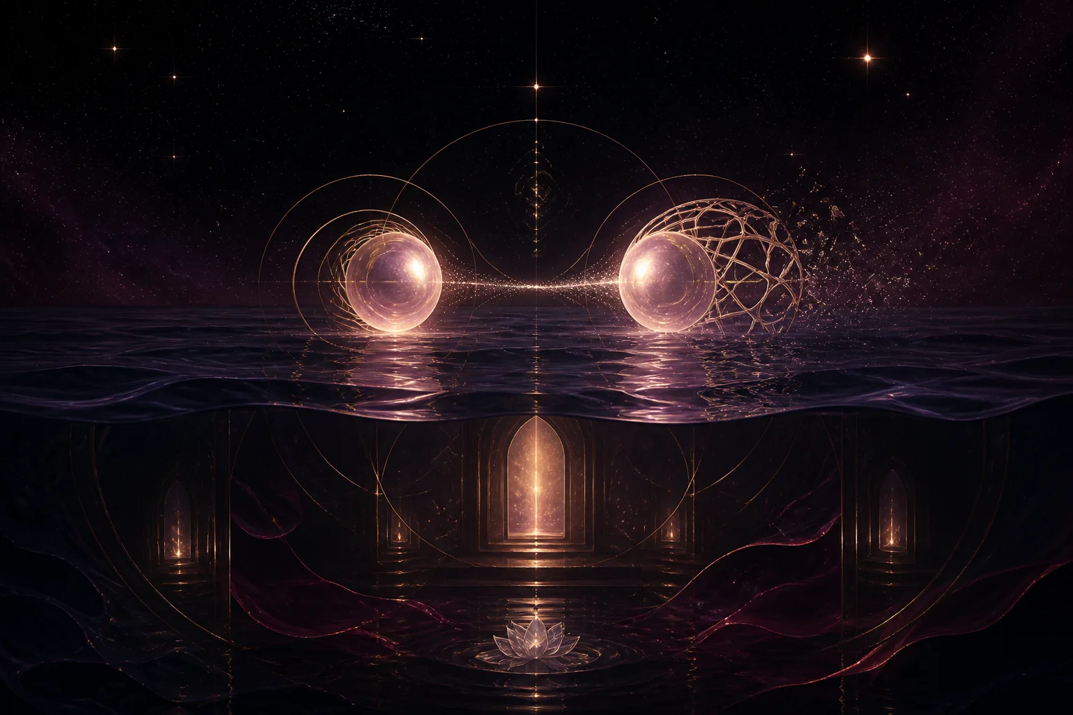 A Venus symbol reflected in deep water with clear boundaries between intimacy and control