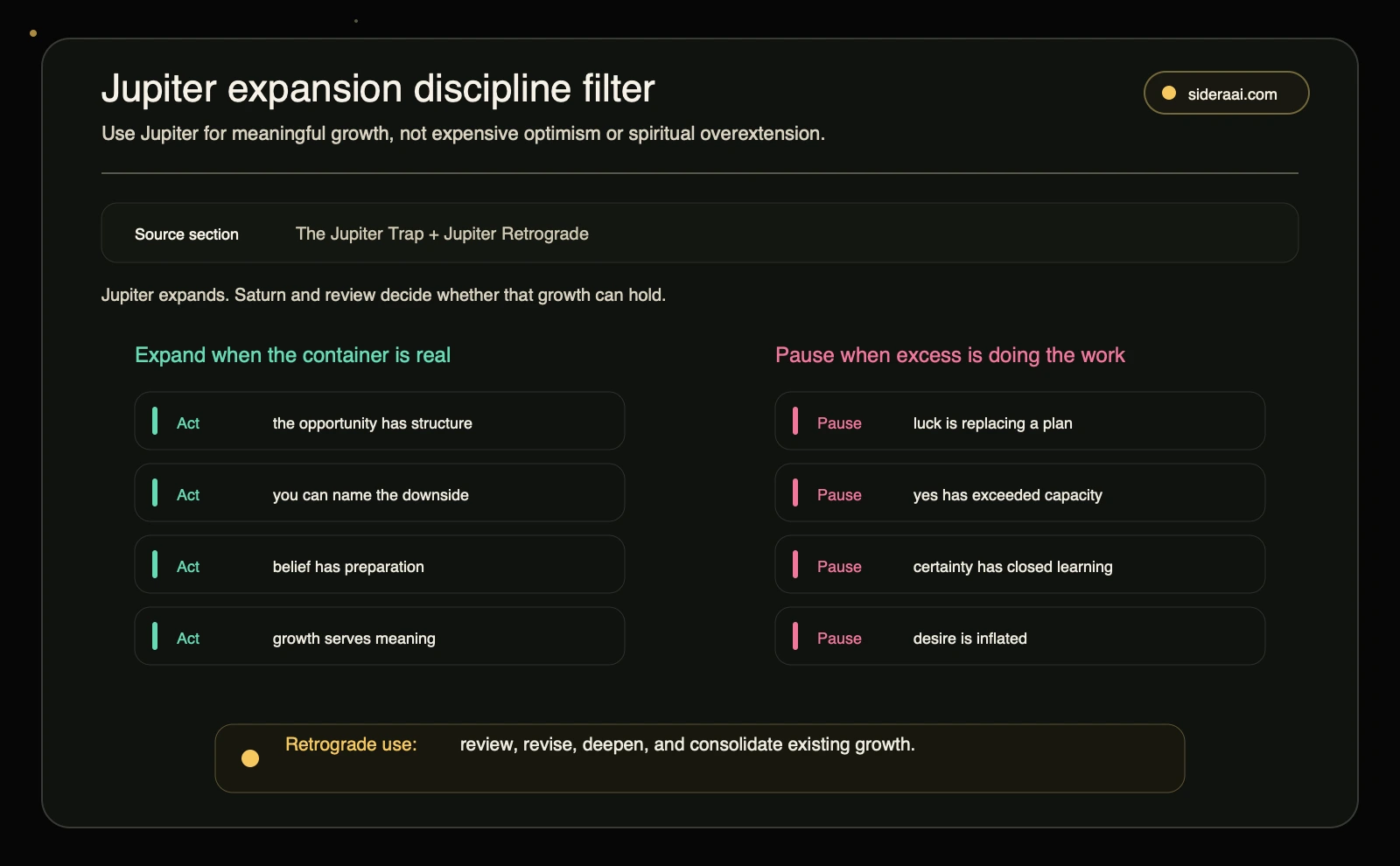 Jupiter expansion discipline filter Jupiter expansion discipline filter showing when to act and when to pause under Jupiter influence